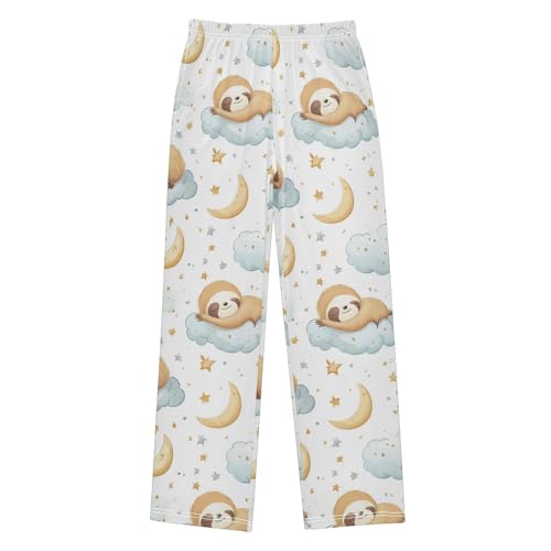 Cute Baby Sloth Sleeping Boys Pants Girl Sleep Pants Long Trousers Elastic Waist Lounge Bottoms S