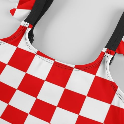 Image of Girls One Piece Swimsuit Polka Dots Ruffles Swimwear Bathing Suits 3-12 Years