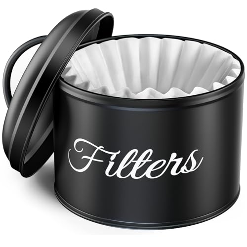 Coffee Filter Holder with Lid - Black Counter Storage