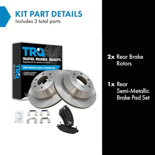Image of TRQ Rear Semi Metallic Brake Pad and Rotor Set
