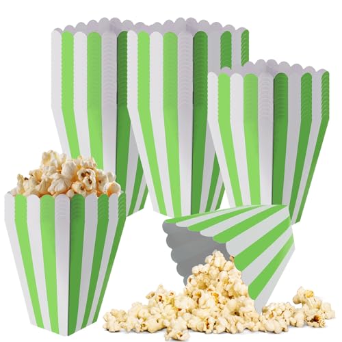 Image of 50 Pcs Popcorn Boxes Mini Paper Popcorn Box Cardboard Popcorn Container for Party Disposable Snack Candy Popcorn Bags Popcorn Holder for Movie Nights Birthday Wedding (Light green,White)
