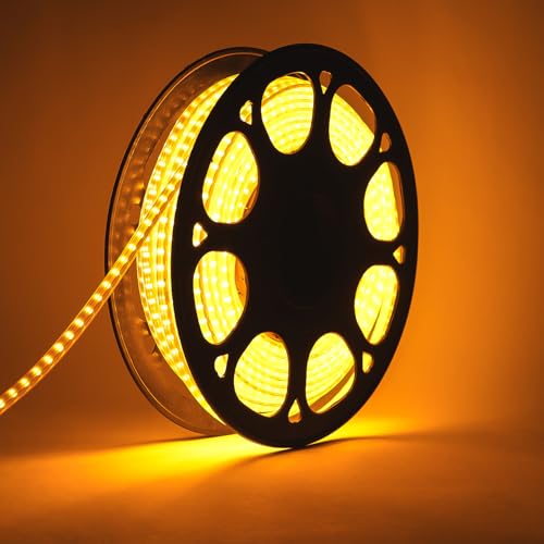Image of Lexton 20 Meter Orange LED Rope Light with 2400 LEDs, Plug-in Waterproof & Flexible Decorative Strip, Energy Efficient Lighting for Home, Balcony, Garden, Outdoor & Party Decor (Pack of 1)