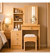 Amazon｜ドレッサー 化粧台 コンパクト サイズ 135*80*36cm スツール