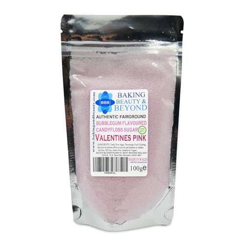 Baking Beauty and Beyond Premium Candy Floss Sugar 100g - Valentines Pink Bubblegum Flavour