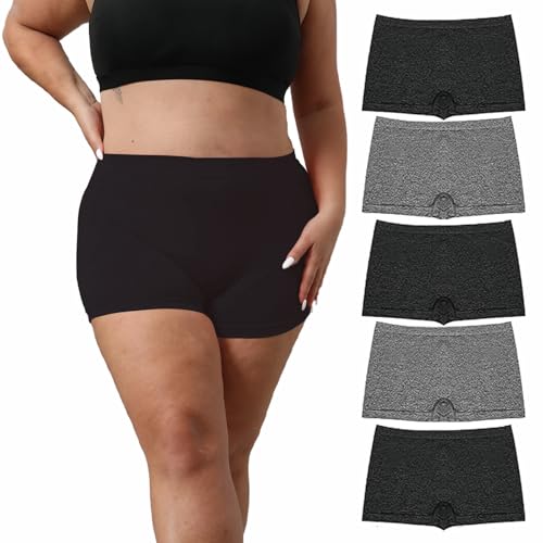 LALESTE Plus Size Boyshort Underwear for Women Soft Stretch Boxer Briefs Full Coverage Women's Boy Shorts Panties 5 Pack