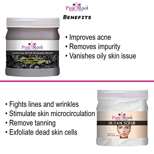 Image of Pink Root Charcoal Cream 500gm with De-Tan Scrub 500gm