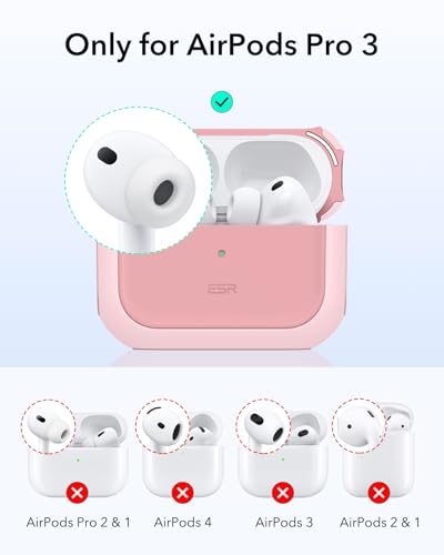 Image of ESR for AirPods Pro 3 Case, Compatible with AirPods Pro Case 3rd Generation (2025), Compatible with MagSafe, Full Drop Protection Cover with Lanyard, Pink