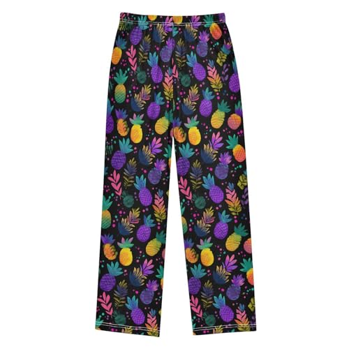 ALAZA Colorful Pineapple Leaf Dot Pajama Lounge Pants Long Sleep Pajama Bottoms with Pockets2