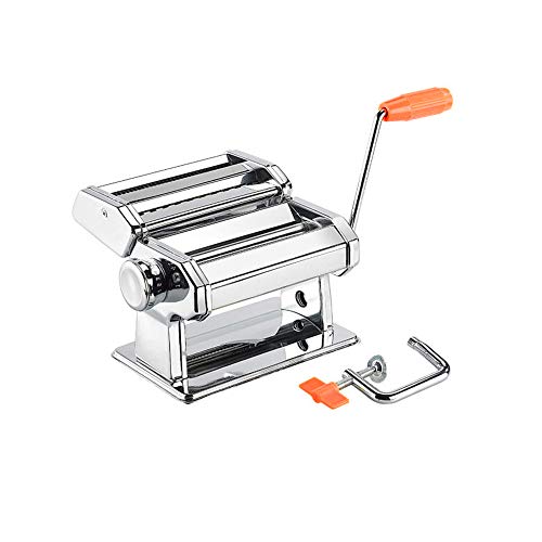 Belfoyer Machine à Pâtes Manuelle en Acier Inoxydable, Laminoir Réglable 6 Épaisseurs avec 2 Lames, Machine à Pâtes Fraîches Maison pour Spaghetti, Fettuccine, Lasagnes (Argent, Séparée)