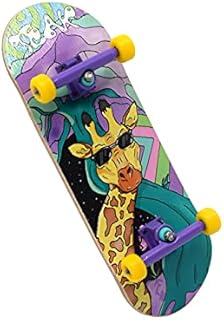 Teak Tuning Complete Fingerboard Graffiti Giraffe Edition - Premium, Heat Transfer Graphic - Pro Shape & Size - Bearing Wheels, Pro Trucks, 61A Pro Duro Bushings - 32mm x 97mm Deck