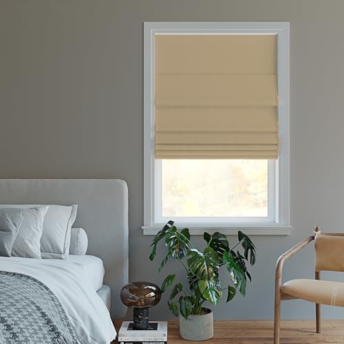 Sun Zero Monte Velvet 100% Blackout Cordless Roman Shade, 35" x 64", Beige by Sun Zero - Image 5