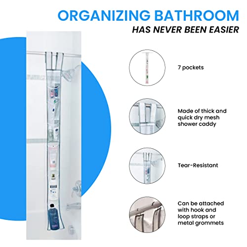 Grand Fusion Hanging Shower Caddy, Fabric Shower Caddy With Mesh Design, And Attached Hook And Loop, Pack Of 1 #TOP2