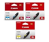 Canon CLI-251XL Cyan, Magenta, Yellow Color Ink Catridge Set - CLI251XL CMY Set