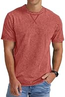 High quality cotton t-shirt, the fabric is soft and comfortable, good breathability, washed cotton with a vintage effect, soft, comfy and breathable while perfect for casual and business casual wear. Unique "X" stitching design under the collar, maki...