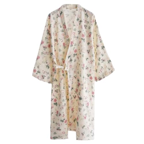 Kimono de style japonais femme en gaze de coton froissé robe de chambre légère