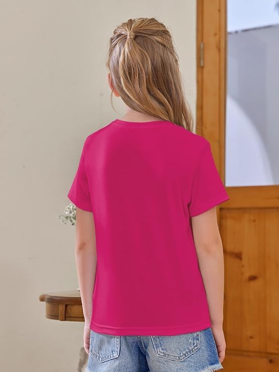 Haloumoning Camisetas de manga corta para niña, camisetas de verano, cuello redondo, informal, camisetas de gran tamaño