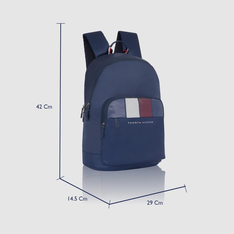 Image of Tommy Hilfiger Unisex Laptop Backpack Amulet | 15 Inch Laptop Compartment | Fashionable Stripe Print | Trolley Sleeve | 21L Capacity | Ideal For Office, Travel, College