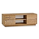 Aileenstore TV-Lowboard Eyecatcher - Fernseher-Tisch in Holz-Optik - HiFi-Kommode mit 2 Türen & 2 Fächern - Wohnzimmer-Möbel, Farbe:Fichte