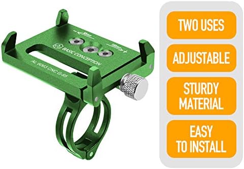XOSS Phone Support for Mountain Bike Bicycle Handlebar Cellphone Holder Aluminium Alloy Adjustable Mobile Phone Mount for Highway Vehicles (Green)
