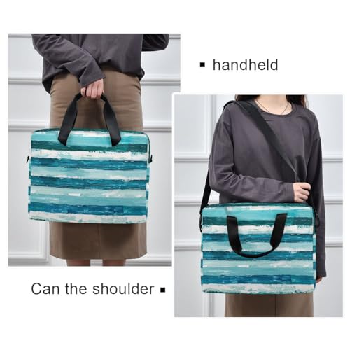 Bolso para portátil 15.6 pulgadas con asas y correa azul y blanco miniatura 2