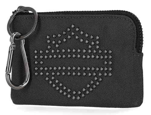 Harley-Davidson Women's Bar & Shield Studded Key Case Polyester Pouch – Black