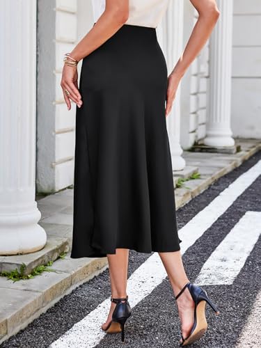 BAISHENGGT Women's Satin Skirt Summer Fall High Waist Elegant Midi Skirts for Casual Holiday Office Party Wedding2