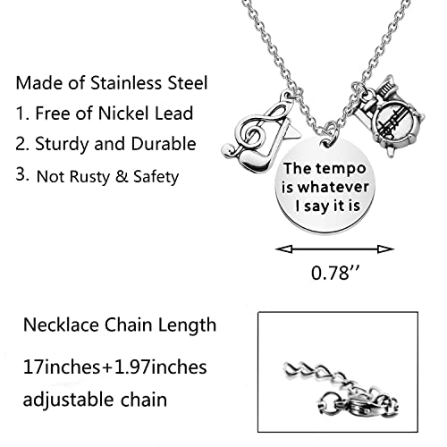 WSNANG Drum Necklace Musician Gifts Drummer Jewelry Charm Necklace Gifts for Drum Players4