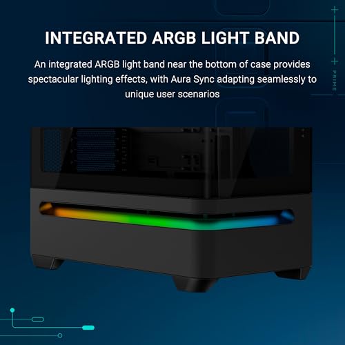 Image of ASUS Prime AP202 ARGB Black mATX case with Fully Tempered Curved Glass, Supports Graphics Cards up to 420mm Long, 360mm Long radiators, Easy-Detach Rail, Patented Slot Vent, Built-in Three ARGB Fans