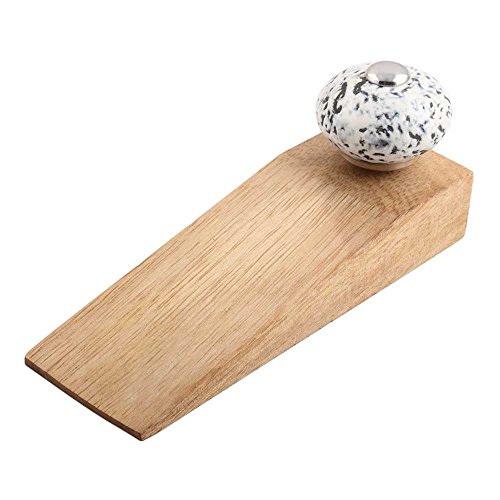 Image of Indian-Shelf 4 Packs Wood Door Stopper for Home Rubber Etched Floor Gate Stopper White Door Wedge Strong Grip
