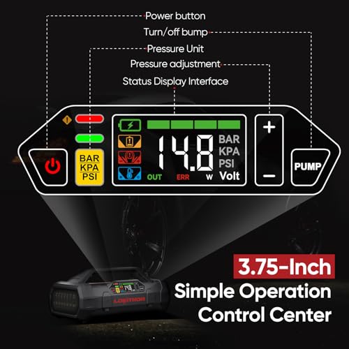 LOKITHOR ApartX Multi-Functional Vehicle Emergency Device, Car Jump Starter for 7.0 to 10.0 L Gasoline and 4.0 to 8.0 L Diesel Engines, Battery Booster with 150 PSI Tire Inflator(Battery not included) - Image 5
