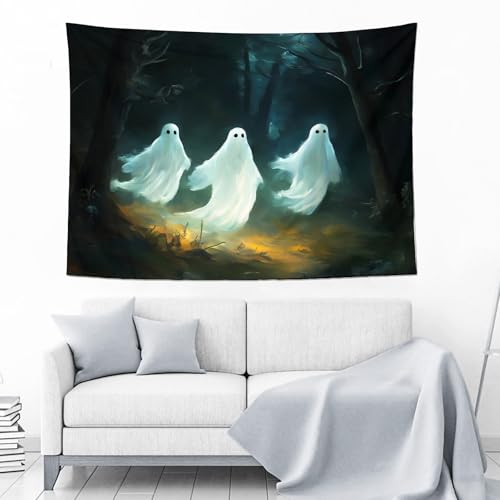 Tapisserie murale fantôme d'Halloween à impression 3D lavable pour grand mur de salon