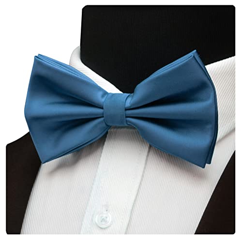 Image of GUSLESON Men's 3-pc Solid Color Bow Tie Gift Set - Double‑Fold Pre-Tied Bow Tie, Pocket Square, Cufflinks - Wedding Formal Party