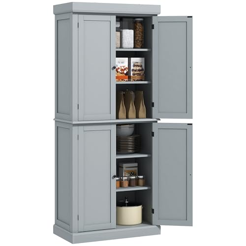 HOMCOM Armoire de Cuisine Buffet Cuisine vaisselier Meuble de Rangement Style Moderne avec placards, étagères réglables, pour Salle à Manger, Salon, 76 x...