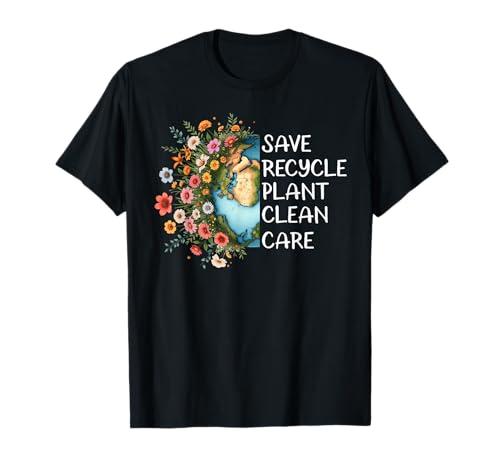 Earth Day Floral Save Recycle Plastic Plant Environmentalist T-Shirt