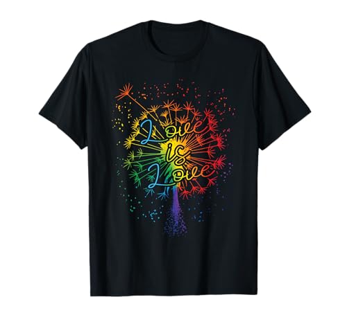 LGBTQ Pissenlit arc-en-ciel Gay Love is Love Pride Amour T-Shirt