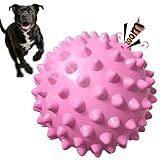 Apasiri Dog Toys for Aggressive Chewers: Dog Chew Toys to Keep Them Busy, Interactive Squeaky Dogs Balls, Dog Birthday Puppy Toys for Medium/Large Dogs, Rubber 3.5-Inch Christmas Party Pink Gift Ball