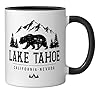 Lake Tahoe California Nevada Mountains Bear Vacation Ceramic Mug, Black/White #1
