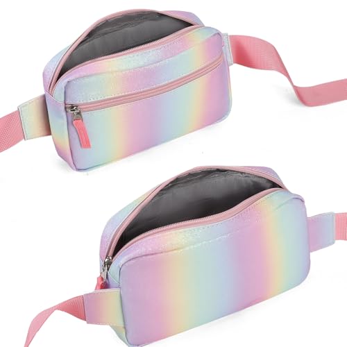Image of Fanny Pack Birthday Gifts for 7 8 9 10 11 12 13 Year Old Teens Girls Kids, Preppy Cute Trendy Stuff Colorblock Crossbody Bag Adjustable Belt Bags, Dorm Travel Essentials for Girl Fashion