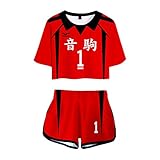 KINOMOTO Nekoma High School Sport Suit Volleyball Uniform No. 1 Cosplay Costume Top Shorts for Women