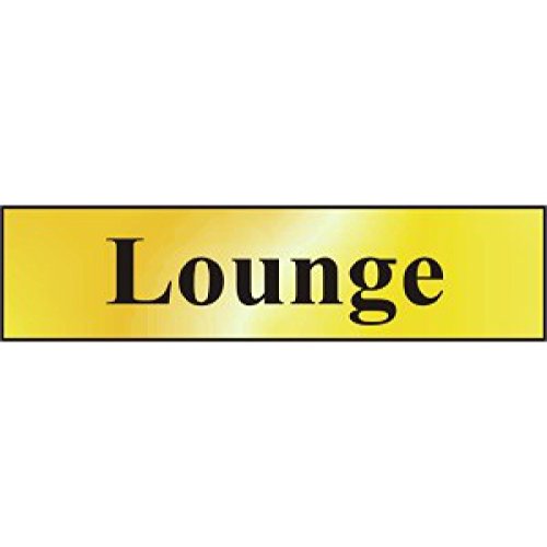 Metal Self Adhesive Sign - Lounge - Gold with Black Text - 200mm x 50mm