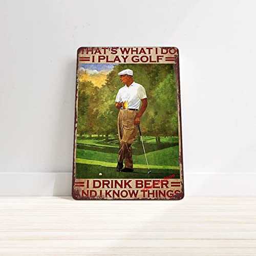 Yuantao Golf I Drink Beer And I Know Things Funny Tin Sign Garage Rules Mechanic Bar Pub Diner Cafe Wall Decor Home Decor Art Poster Retro Vintage 8X12 Inches #TOP1