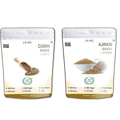 Agri Club Cumin Seed 200gm, Ajwain 200gm, Combo Pack of 2