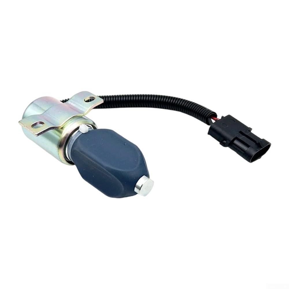 Électrovanne d'arrêt de flamme 24 V 332J5060 pour pelleteuses et tracteurs JCB JS130 JS160 JS180 JS240 Construction en métal Fiable Arrêt de carburant Pièce de rechange Blac