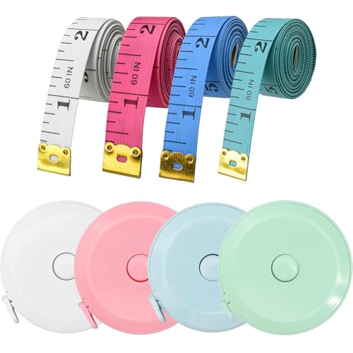 8 Bande de mesure du corps de Pcs, 60 Ruban de mesure de 1,5 M de pouce, ruban double face souple, tissu rétractable Premium Mini Bande de mesure pour les mesures du corps, couture, Adaptateur, main, artisanat