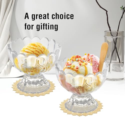Image of Treo by Milton Floral Glass Dessert Bowls | Wide Mouth for Easy Serving | Perfect for Sundaes, Ice Cream & Layered Desserts | Ideal for Cafes, Parties & Home | Set of 6, 150 ml Each