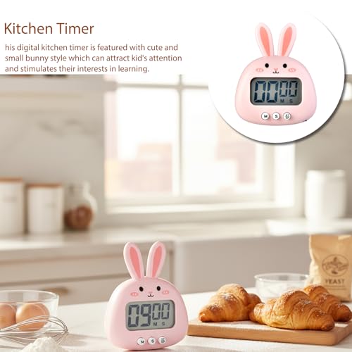 Minuteur de cuisine rose et compte à rebours numérique compact - 3