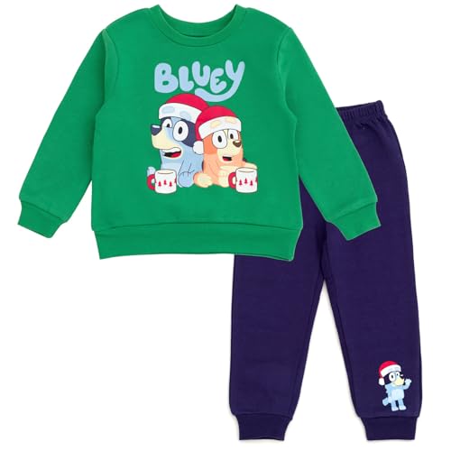 Image of Bluey Halloween Christmas Fleece Sweatshirt and Jogger Pants Outfit Set Toddler to Big Kid Sizes (2T - 10-12)