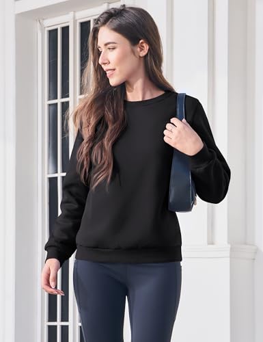 MAGCOMSEN Women's Sherpa Lined Sweatshirts Thermal Casual Crewneck Fleece Pullover Winter Warm Thick Tops4