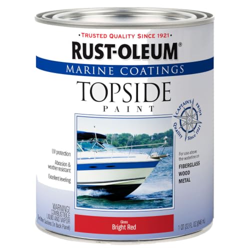 Rust-Oleum Marine Topside Semi-Gloss Bright Red Boat Paint | Durable Marine Finish, Fiberglass, Wood & Metal Surfaces, UV & Weather Resistance, Above Waterline Use, Quart - image 1