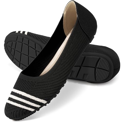 Image of Reimferce Women Comfortable Casual Flats: Lightweight & Anti-Slip for Outdoor Walking - Soft Insole & Breathable Knit for Confidence - Women 25-45